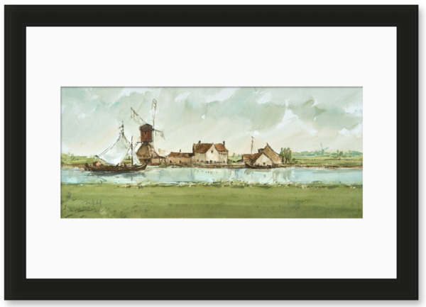 R18 Aquarel - Gezicht op de Amstel en het Molentje 2019